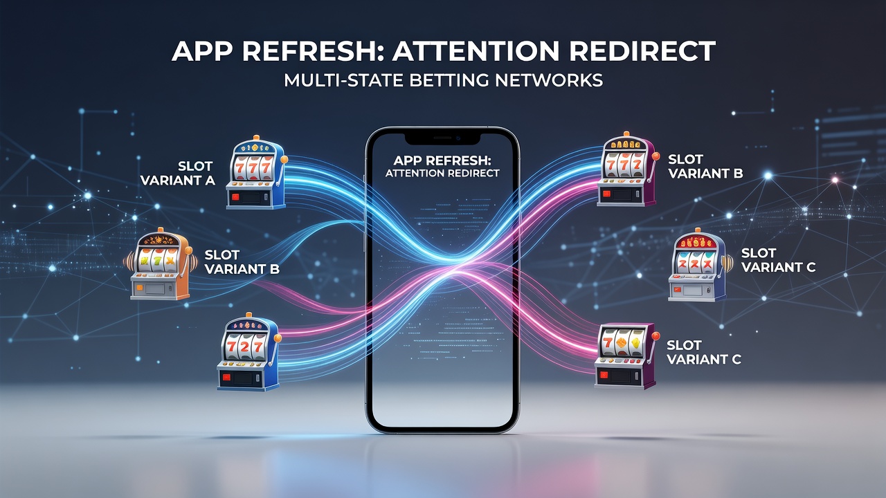 Mobile app interface showing refreshed slot game recommendations in a betting network