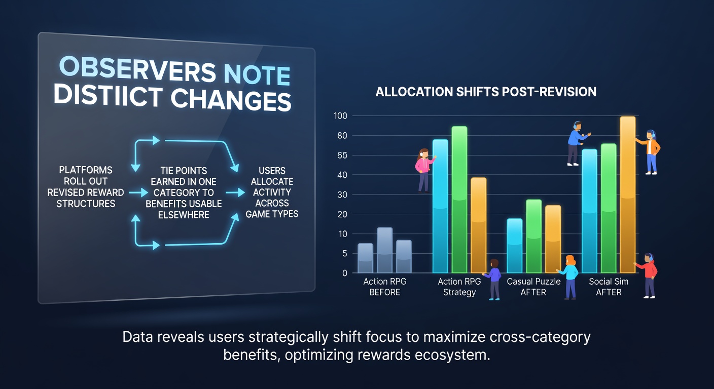 Platform dashboard showing user activity shifting between slot, table, and live dealer categories after reward updates