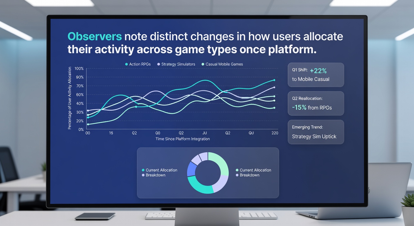 Analytics chart displaying redistribution of player sessions across multiple game verticals after cross-category rewards launched