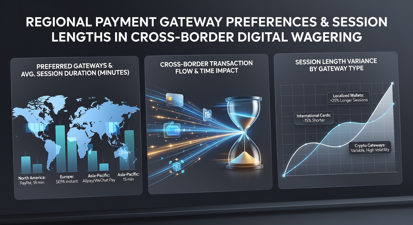 Payment gateways and session analytics displayed on wagering platform dashboards across multiple regions