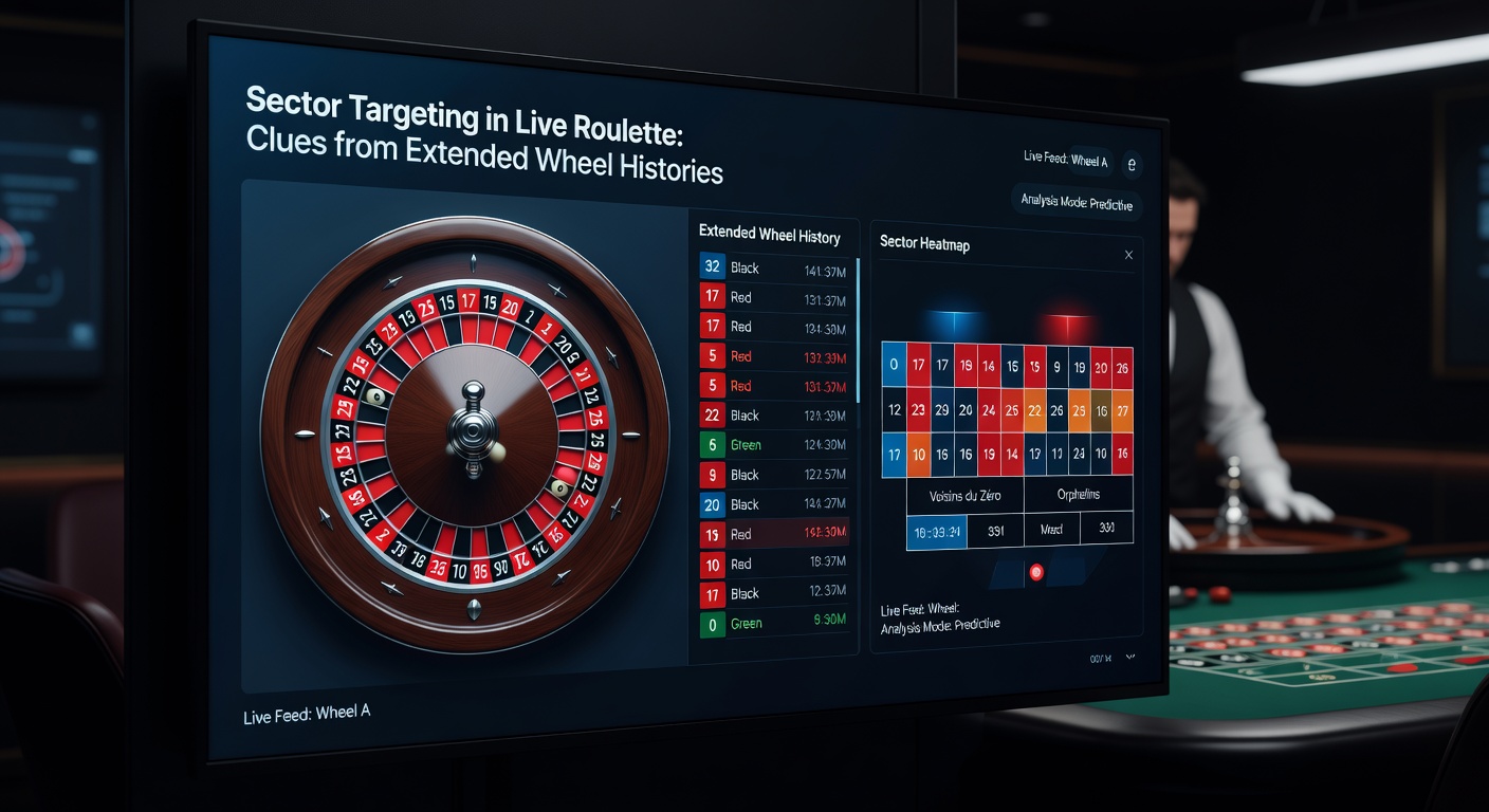 Digital dashboard displaying an extended roulette wheel history graph, with colored sectors highlighting frequency peaks over 2,000 spins